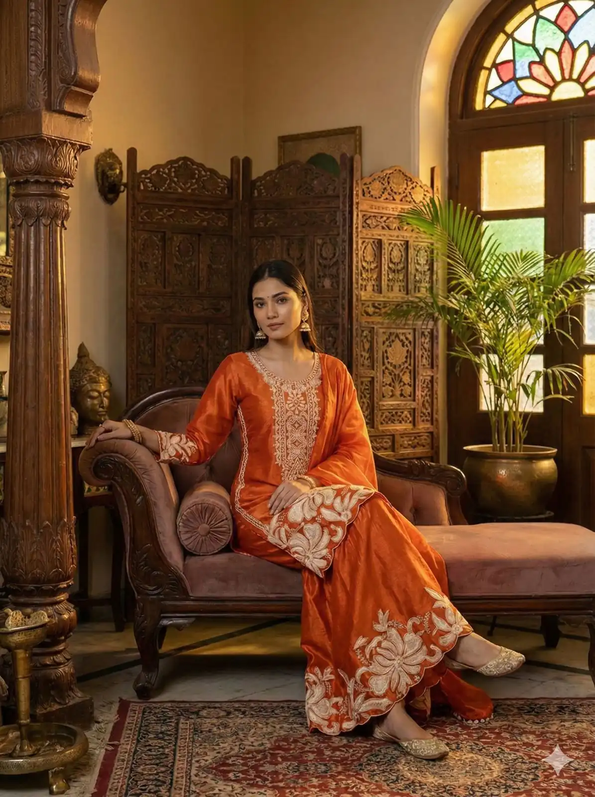 BE 442 Orange Organza Silk Salwar Suit with Embroidery Work & Cowrie Work. Grab it for ₹2049. Delivery 4-6 Working Days. Shop now. | Jump Suits, Salwar suit, Casual Suits, Creative suits, Designer Suits, Palazzo Suits, Party Wear Suits, Patiala Suits, Straight Suits