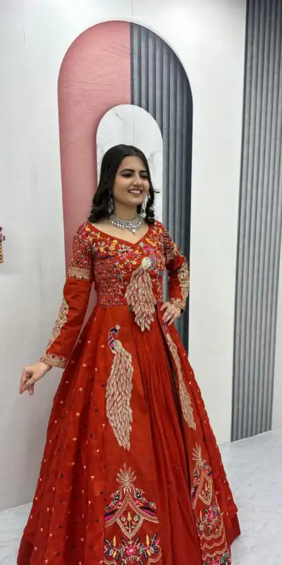 PC 528 Orange Vichitra Sequence Work Lehenga Choli Designer Work. Grab it for ₹2649. Delivery 4-6 Working Days. Shop now. | Lehenga, Bollywood Lehenga, Creative Lehenga, Designer Lehenga, Embroidered Lehenga, Party Wear Lehenga