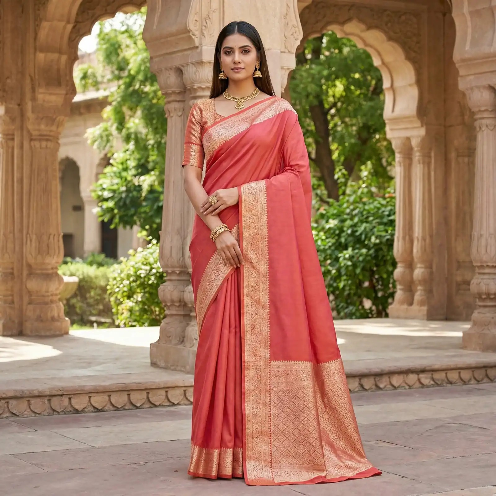 MB 3322 Peach in Color Banarasi Silk Zari Work & Lace Work Saree . Now at just ₹1899. Delivery 4-6 Working Days. Shop now. | Sarees, Bollywood Sarees, Creative Sarees, Designer Sarees, Embroidered Sarees, Ethnic Saree, Modern Digital sarees, Party Wear Sarees