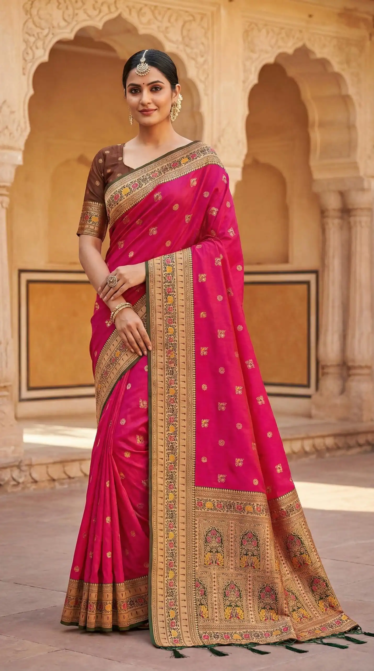 MB 18 Pink in Color Meenakari Zari Work & Lace Work Saree work. Exclusive Offer ₹2399. Delivery 4-6 Working Days. Shop now. | Sarees, Bollywood Sarees, Creative Sarees, Designer Sarees, Embroidered Sarees, Ethnic Saree, Modern Digital sarees, Party Wear Sarees