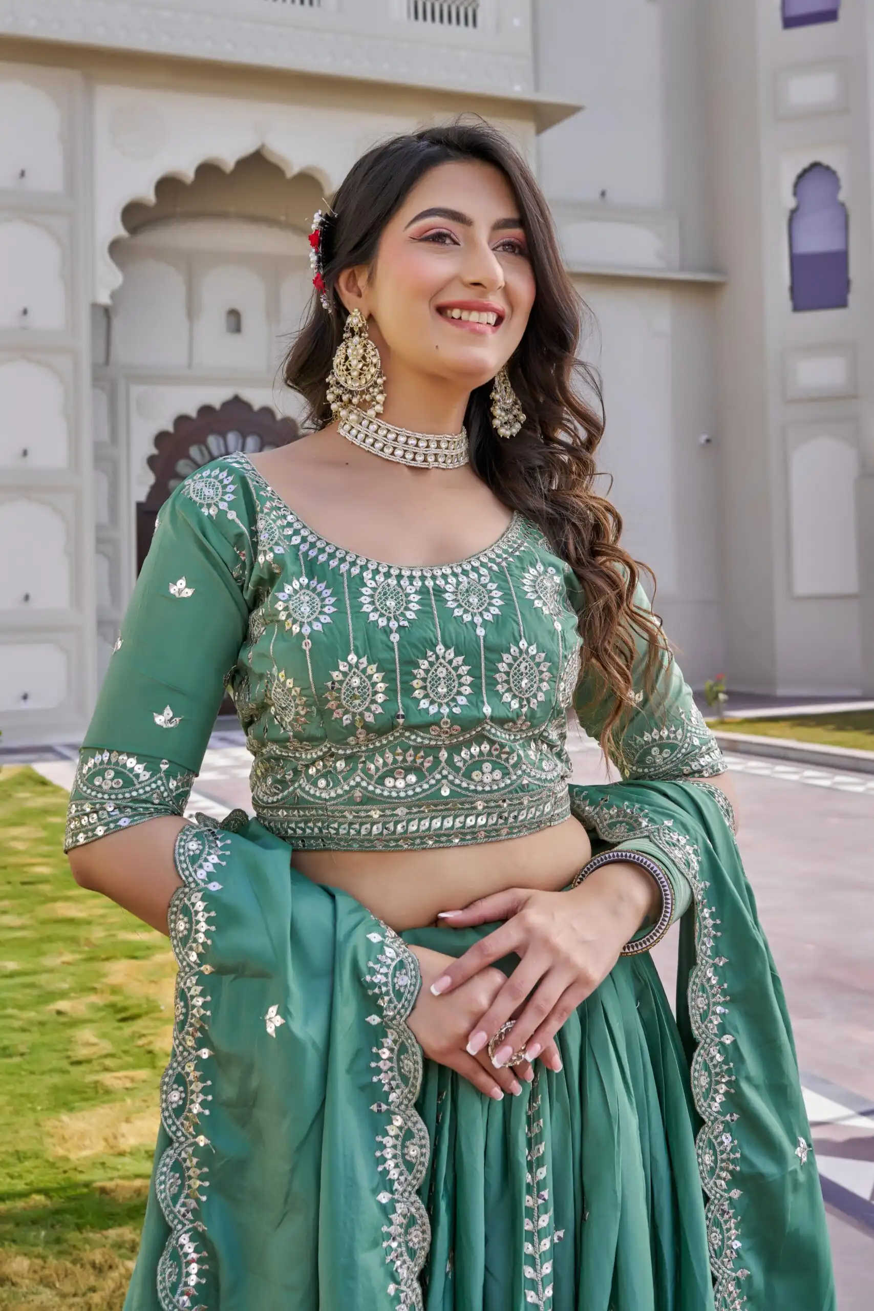 Ram 154 Pista Color Crap Silk Lehenga Choli with Embroidery Work. Now at just ₹2549. Delivery 4-6 Working Days. Shop now. | Lehenga, Bollywood Lehenga, Creative Lehenga, Designer Lehenga, Embroidered Lehenga, Party Wear Lehenga