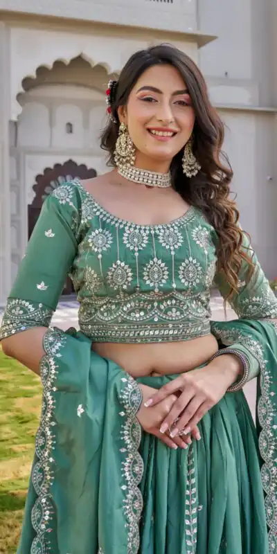 Ram 154 Pista Color Crap Silk Lehenga Choli with Embroidery Work. Now at just ₹2549. Delivery 4-6 Working Days. Shop now. | Lehenga, Bollywood Lehenga, Creative Lehenga, Designer Lehenga, Embroidered Lehenga, Party Wear Lehenga