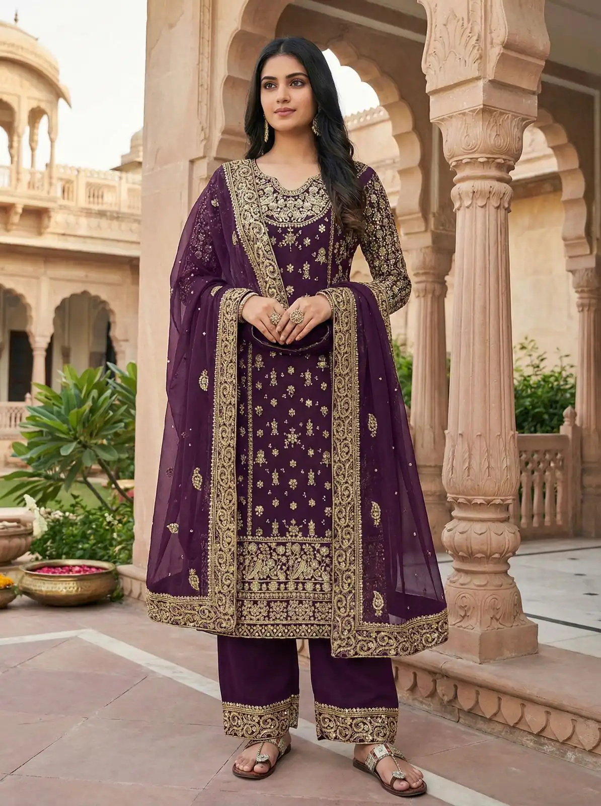 NSR 879 Purple Faux Georgette Salwar Suit with Embroidery Work. Available at ₹2399 only. Delivery 4-6 Working Days. Shop now. | Jump Suits, Tops & Bottoms, Track Suits, Salwar suit, Casual Suits, Creative suits, Designer Suits, Palazzo Suits, Party Wear Suits, Patiala Suits, Straight Suits, Trendy Wear