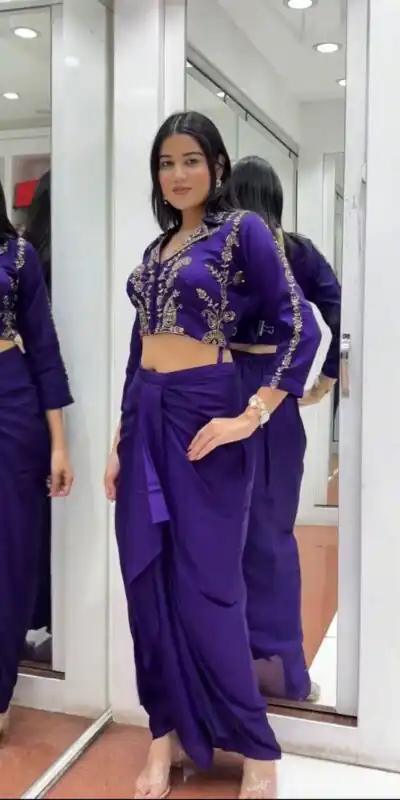 BB 44 Purple Soft Chinon Silk Perfect for Wedding, Party, Durga Puja, Diwali, Holi –Dhoti Suit. Introductory Price ₹2099. Delivery 4-6 Working Days | Jump Suits, Salwar suit, Casual Suits, Creative suits, Designer Suits, Palazzo Suits, Party Wear Suits, Patiala Suits, Straight Suits