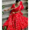 Red Banarasi Jacquard Silk Sequence Work Lehenga Choli
