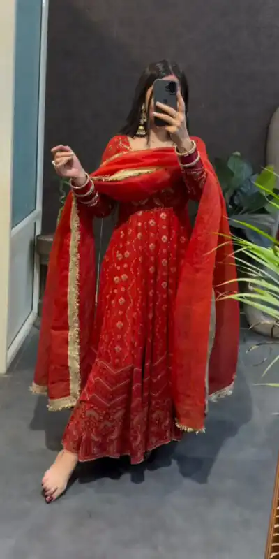 KD 1570 Red Faux Georgette Sequence Work Gown Gown. Wedding, Party, Festive, Events Grab it for ₹2599. Delivery 4-6 Working Days. Shop now. | Gowns, Bollywood Gowns, Creative Gowns, Designer Gowns, Embroidered Gowns, Party Wear Gowns