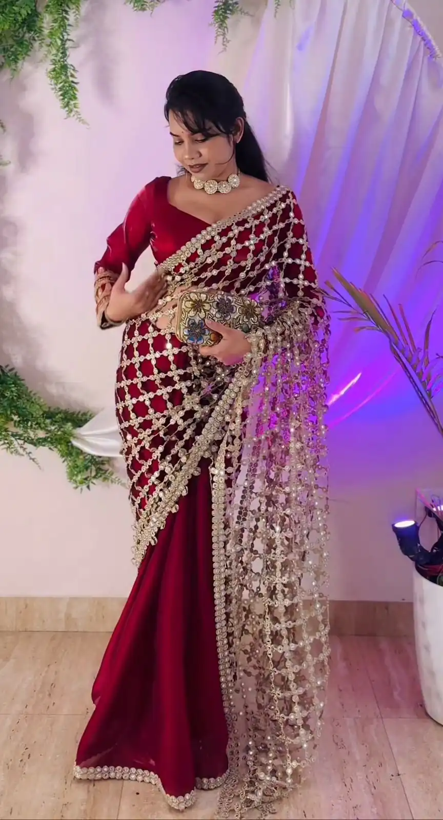 SRK 5322 Red Fendy Silk Saree with Lace Work & Mirror Work. Wedding, Party, Festive, Events, Festive Deal ₹2499. Delivery 4-6 Working Days. Shop now. | Sarees, Bollywood Sarees, Creative Sarees, Designer Sarees, Embroidered Sarees, Ethnic Saree, Modern Digital sarees, Party Wear Sarees