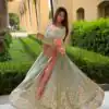 Sky Blue Star Georgette Embroidery Work Lehenga Choli