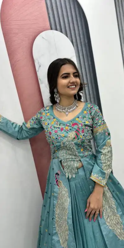 PC 528 Sky Blue Color Vichitra Sequence Work Lehenga Choli Designer Work. Grab it for ₹2649. Delivery 4-6 Working Days. Shop now. | Lehenga, Bollywood Lehenga, Creative Lehenga, Designer Lehenga, Embroidered Lehenga, Party Wear Lehenga