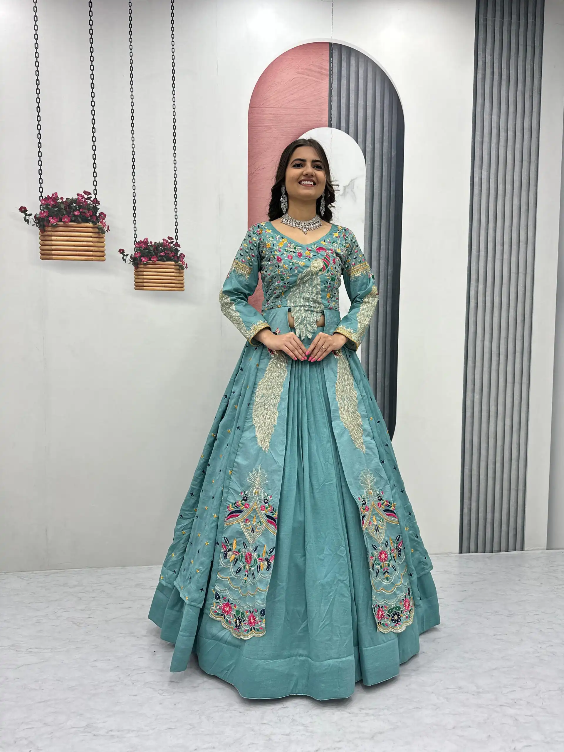 PC 528 Sky Blue Color Vichitra Sequence Work Lehenga Choli Designer Work. Grab it for ₹2649. Delivery 4-6 Working Days. Shop now. | Lehenga, Bollywood Lehenga, Creative Lehenga, Designer Lehenga, Embroidered Lehenga, Party Wear Lehenga