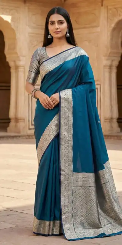 MB 3322 Teal in Color Banarasi Silk Zari Work & Lace Work Saree . Now at just ₹1899. Delivery 4-6 Working Days. Shop now. | Sarees, Bollywood Sarees, Creative Sarees, Designer Sarees, Embroidered Sarees, Ethnic Saree, Modern Digital sarees, Party Wear Sarees