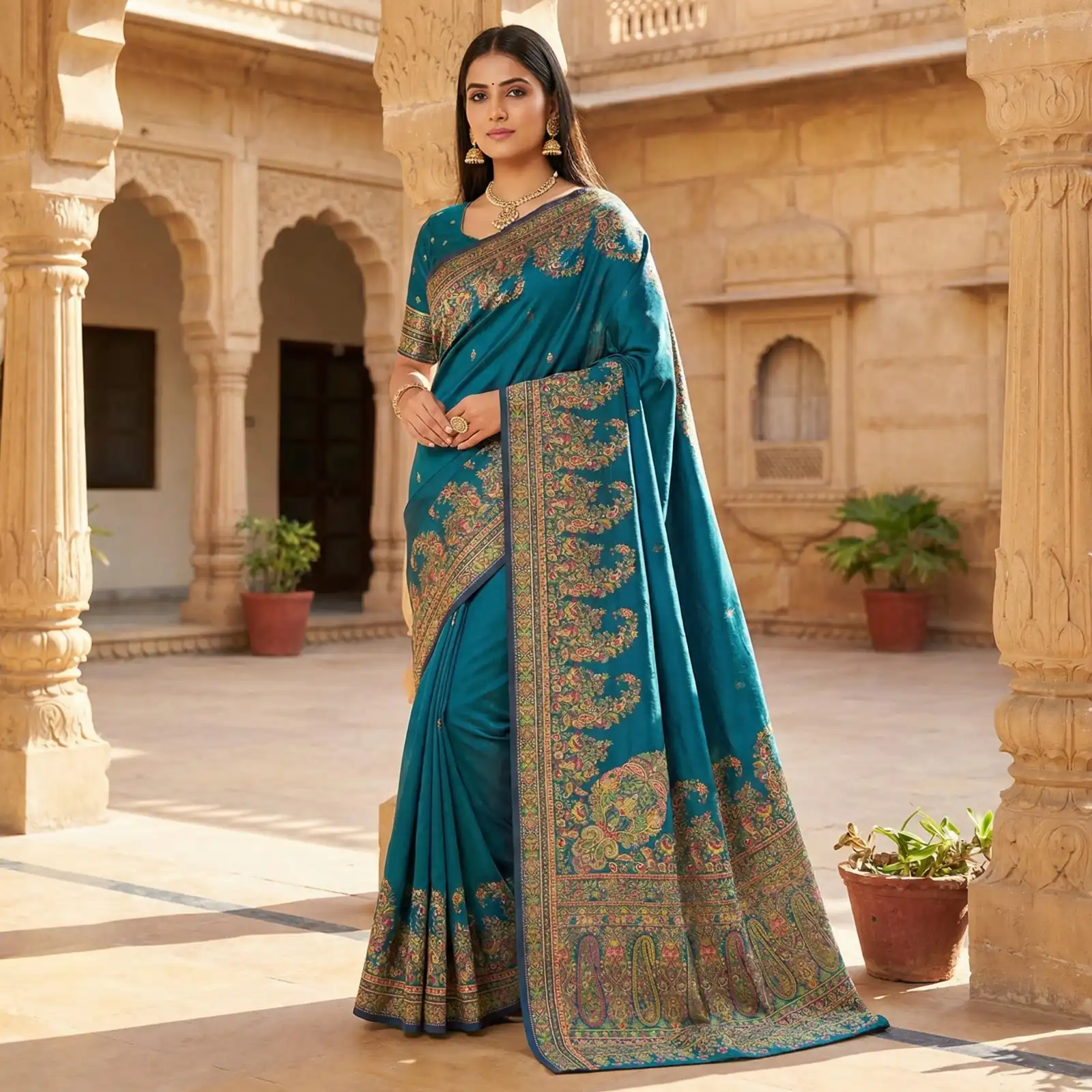MB 46 Teal Color Pashmina Silk Saree with Lace Work & Lace Border. Now at just ₹2399. Delivery 4-6 Working Days. Shop now. | Sarees, Bollywood Sarees, Creative Sarees, Designer Sarees, Embroidered Sarees, Ethnic Saree, Modern Digital sarees, Party Wear Sarees