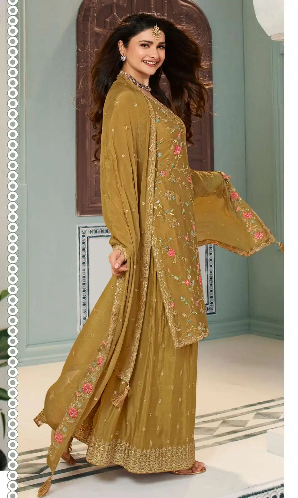 Mustered Chinon Multi Work Salwar Suit - Image 3