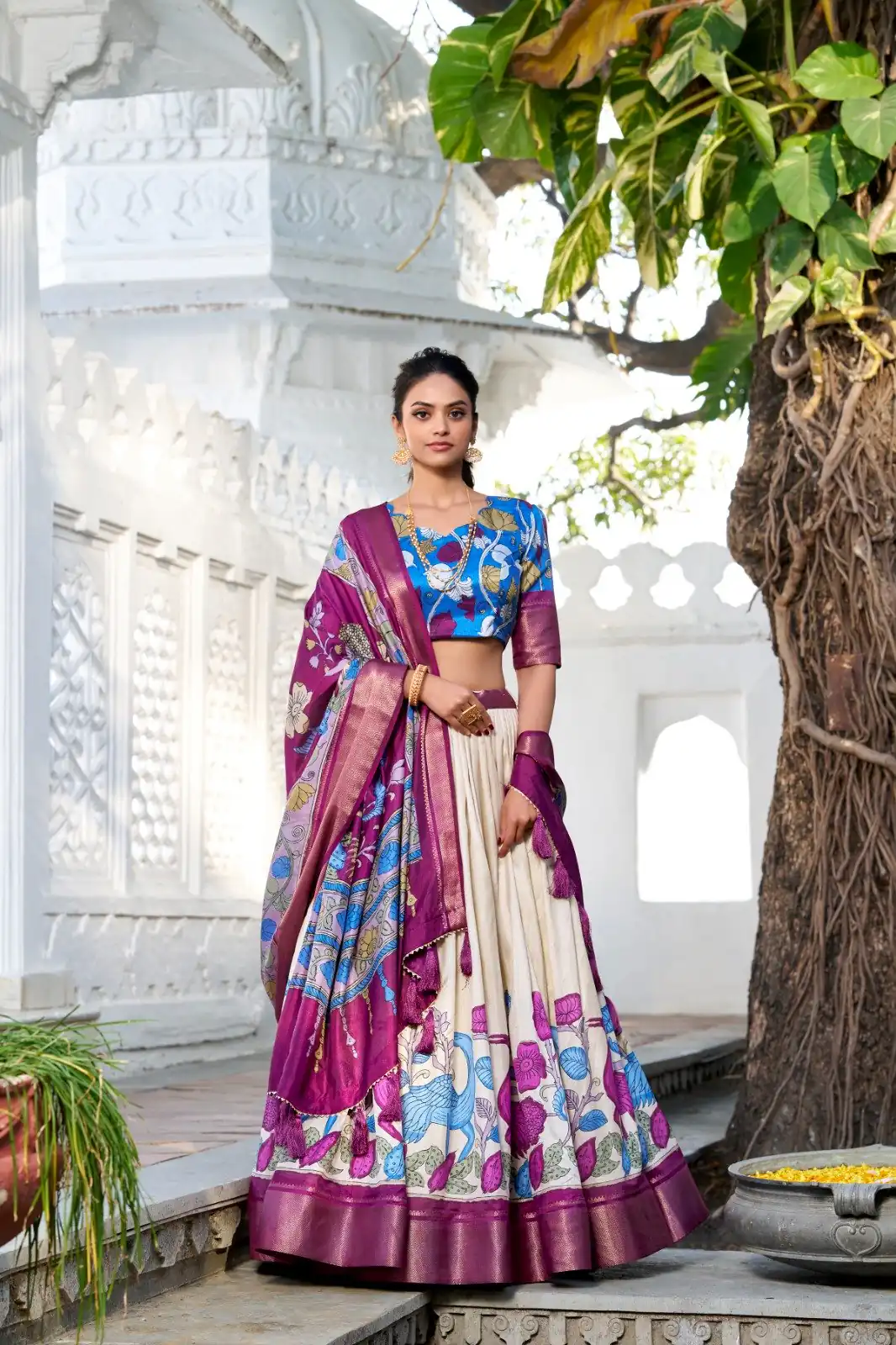 LNB 1234O Violet Color Dola Silk Kalamkari Print Zari Border Lehenga Choli  Wedding, Party, Festive, Events Etc. Delivery 4-6 Working Days Rs 2149 | Lehenga, Bollywood Lehenga, Creative Lehenga, Designer Lehenga, Embroidered Lehenga, Party Wear Lehenga