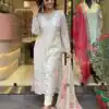 White Maslin Digital Printed Salwar Suit
