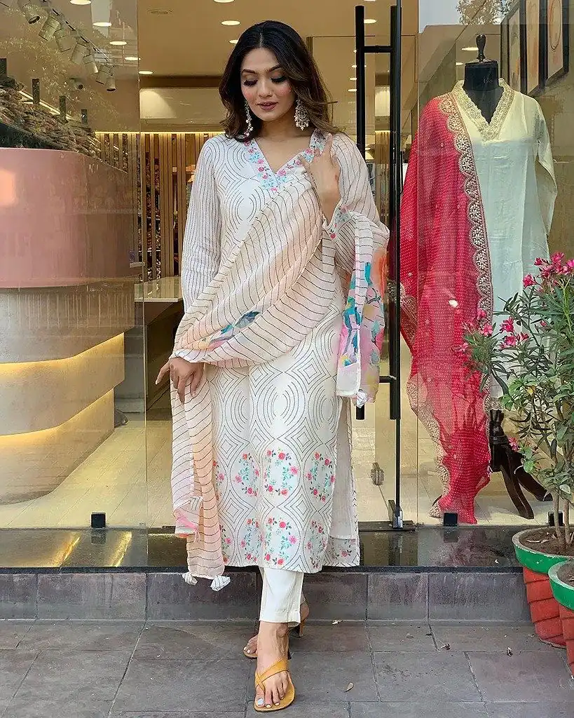 DC G21 White in Maslin Digital Print Salwar Suit . Wedding, Party, Festive, Events, Introductory Price ₹1699. Delivery 4-6 Working Days. Shop now. | Jump Suits, Salwar suit, Casual Suits, Creative suits, Designer Suits, Palazzo Suits, Party Wear Suits, Patiala Suits, Straight Suits