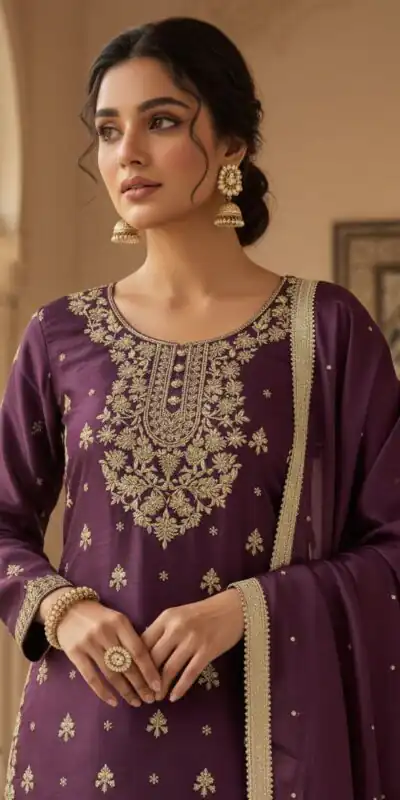 LG 2062 Wine Organza Silk Salwar Suit with Embroidery Work. Wedding, Party, Festive, Events Exclusive Offer ₹2499. Delivery 4-6 Working Days. Shop now. | Jump Suits, Salwar suit, Casual Suits, Creative suits, Designer Suits, Palazzo Suits, Party Wear Suits, Patiala Suits, Straight Suits