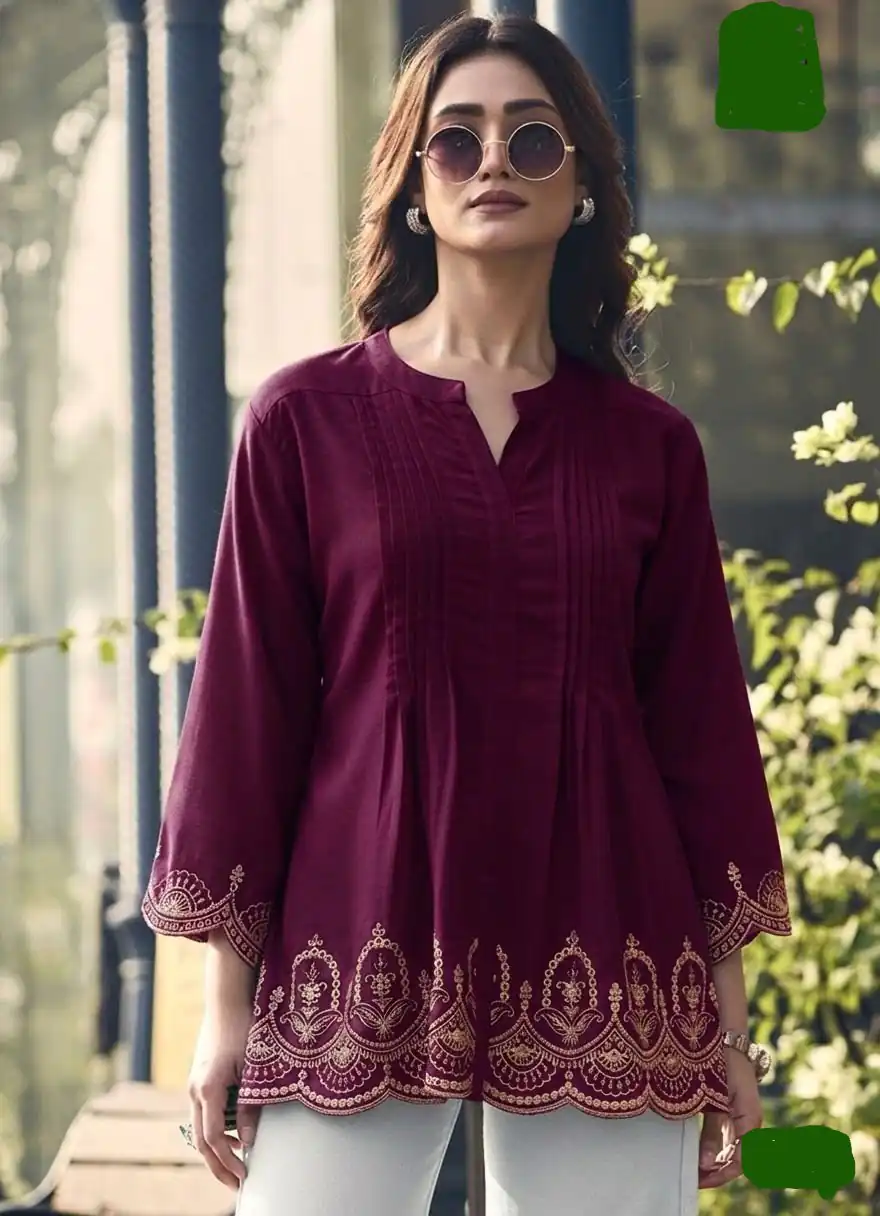 INLI Adaa 7.0 Wine in Rayon Cut Work & Embroidery Work Kurti . Introductory Price ₹1349. Delivery 4-6 Working Days. Shop now. | Kurti, Bollywood Kurti, Creative Kurtis, Designer Kurti, Party Wear Kurti, Selfie Kurti