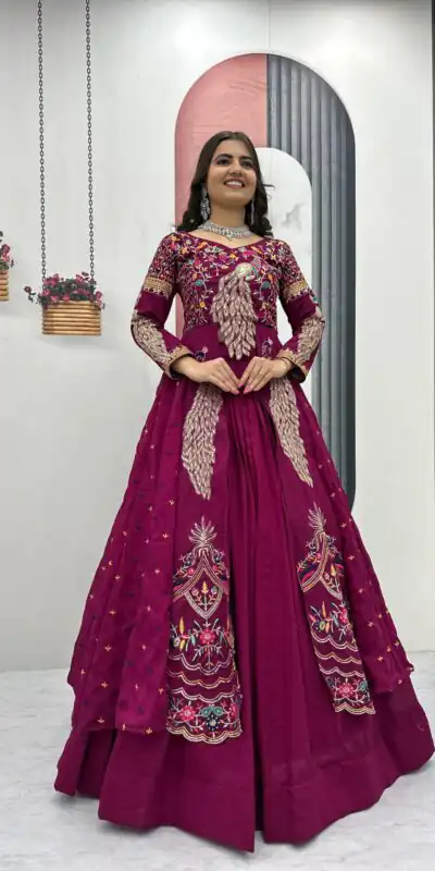 PC 528 Wine Color Vichitra Sequence Work Lehenga Choli Designer Work. Grab it for ₹2649. Delivery 4-6 Working Days. Shop now. | Lehenga, Bollywood Lehenga, Creative Lehenga, Designer Lehenga, Embroidered Lehenga, Party Wear Lehenga