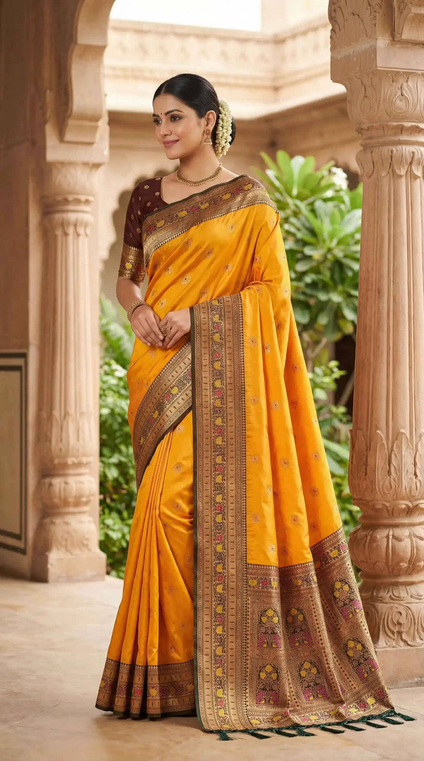 MB 18 Yellow in Color Meenakari Zari Work & Lace Work Saree work. Exclusive Offer ₹2399. Delivery 4-6 Working Days. Shop now. | Sarees, Bollywood Sarees, Creative Sarees, Designer Sarees, Embroidered Sarees, Ethnic Saree, Modern Digital sarees, Party Wear Sarees