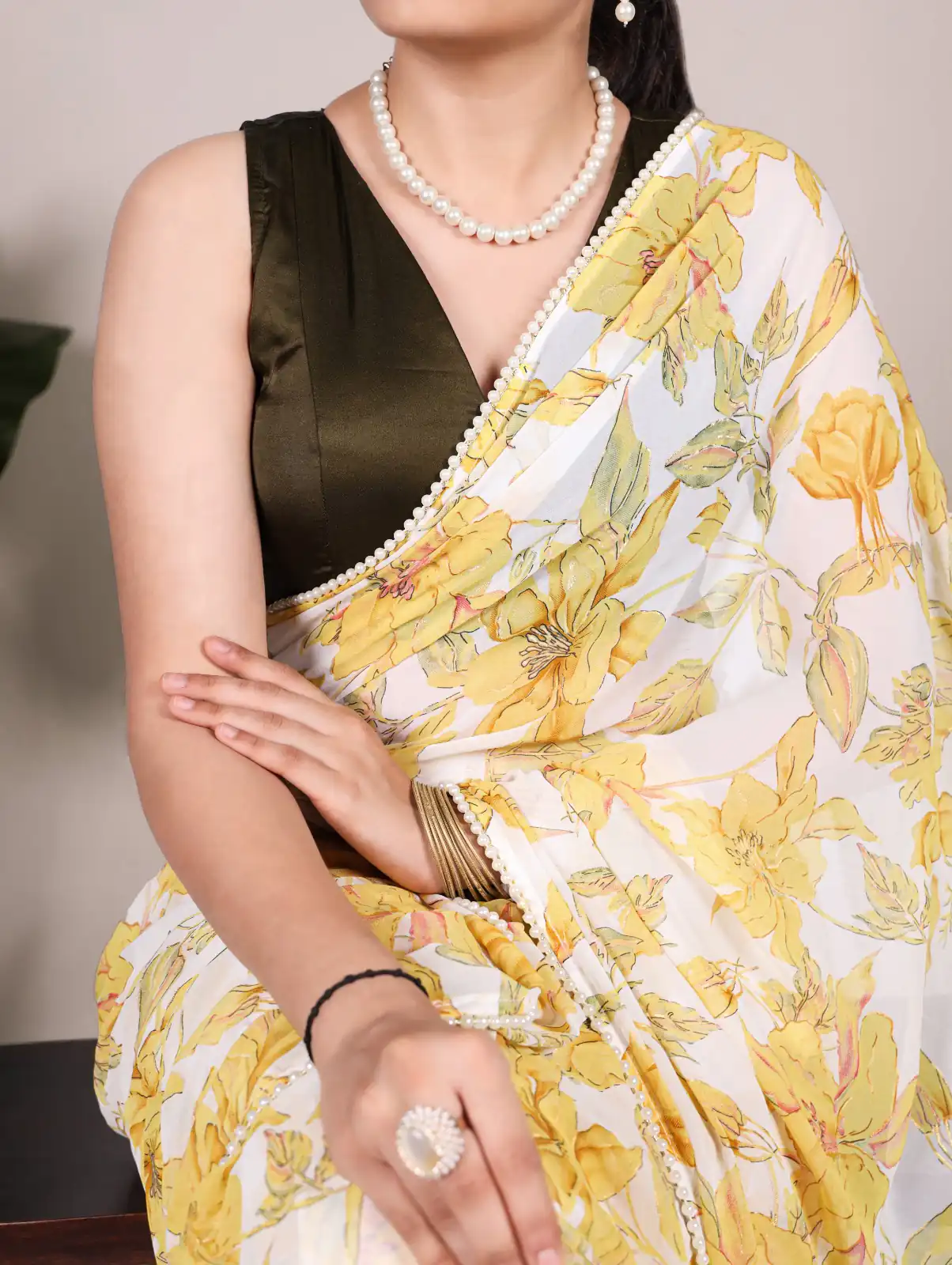 YNF 7006 Yellow Color Weightless Marble Floral Print Pearl Lace Border Saree , Wedding, Festive, Events . Expected Delivery  4-6 Working Days @1599/- only                                                                                                                                             | Sarees, Bollywood Sarees, Creative Sarees, Designer Sarees, Embroidered Sarees, Ethnic Saree, Modern Digital sarees, Party Wear Sarees