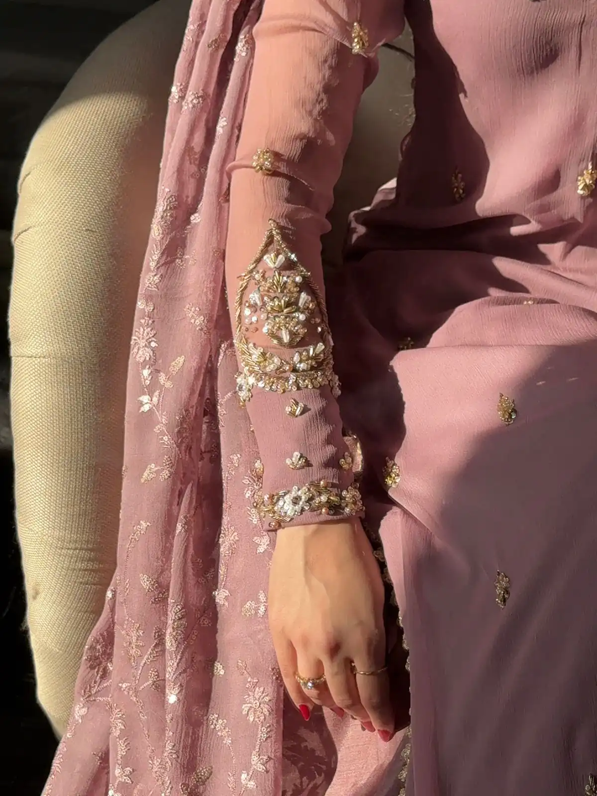 Elegant Onion Georgette Embroider Work Salwar Suit - Image 7