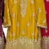 Mustered Chinon Silk Embroidery Work Salwar Suit
