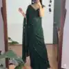 Green Faux Georgette Mirror Embroidery Work Saree