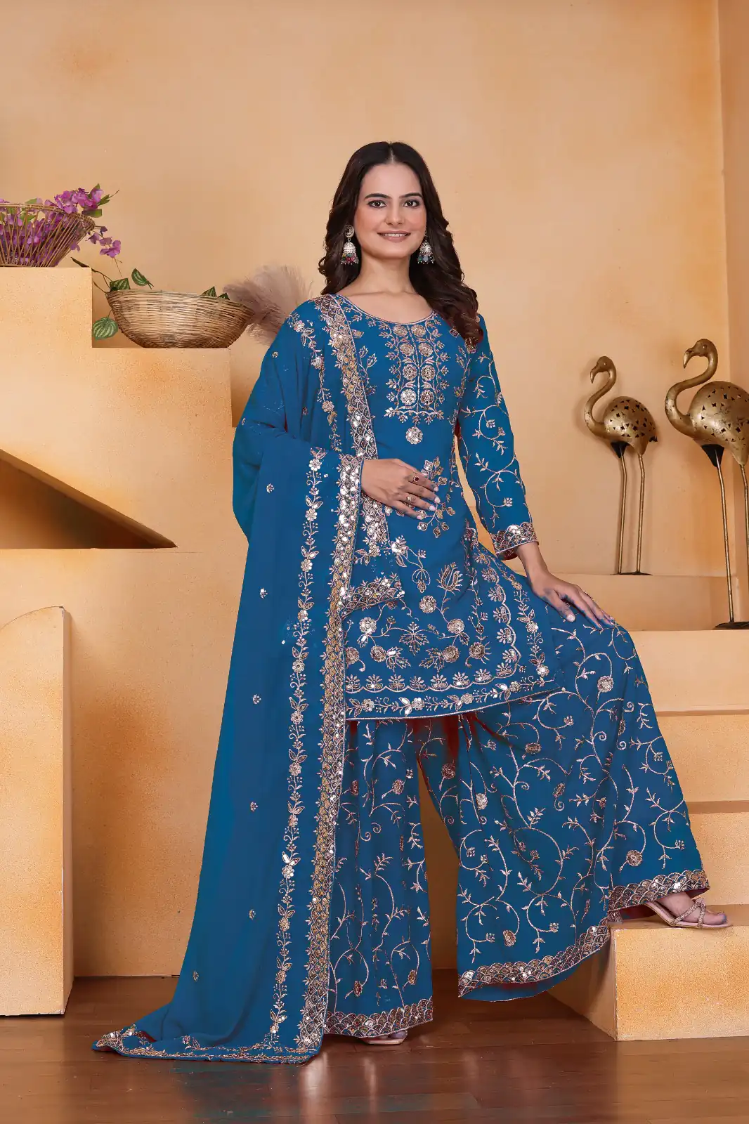 Blue Fox Georgette Embroidery Work Salwar Suit - Image 2