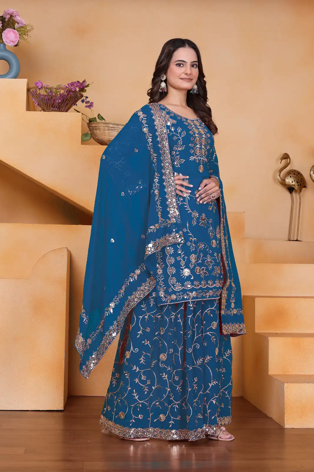 Blue Fox Georgette Embroidery Work Salwar Suit - Image 3