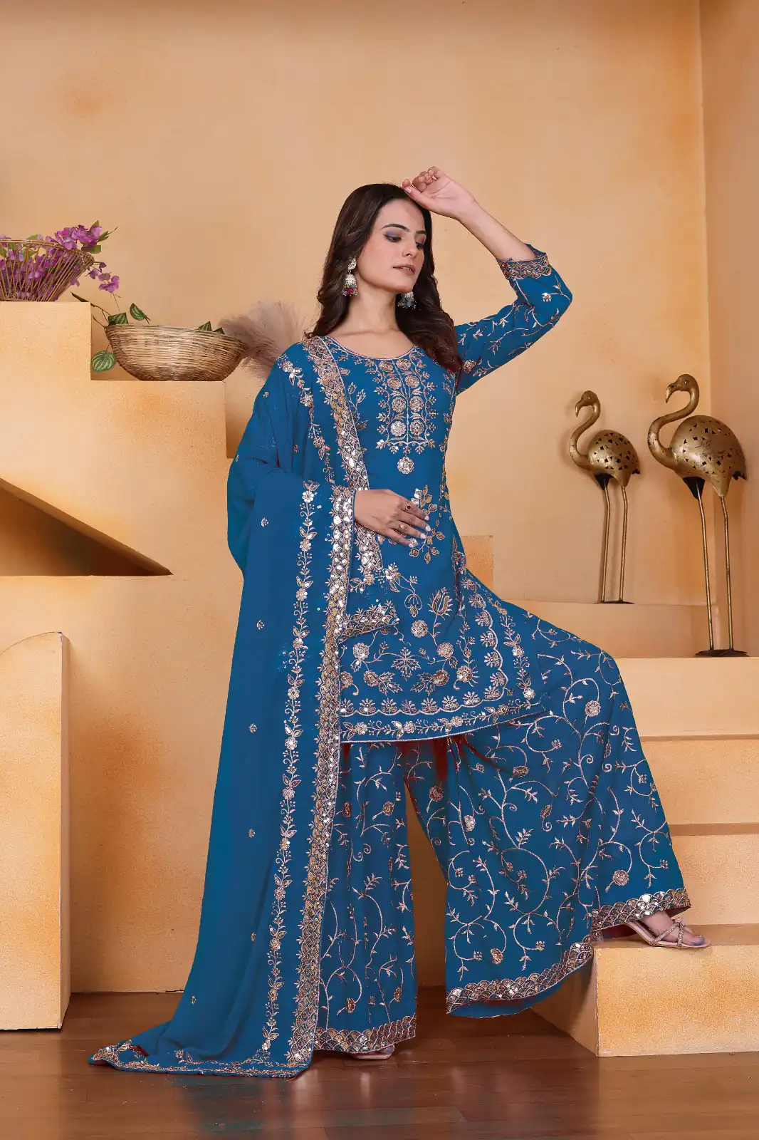 Blue Fox Georgette Embroidery Work Salwar Suit - Image 4