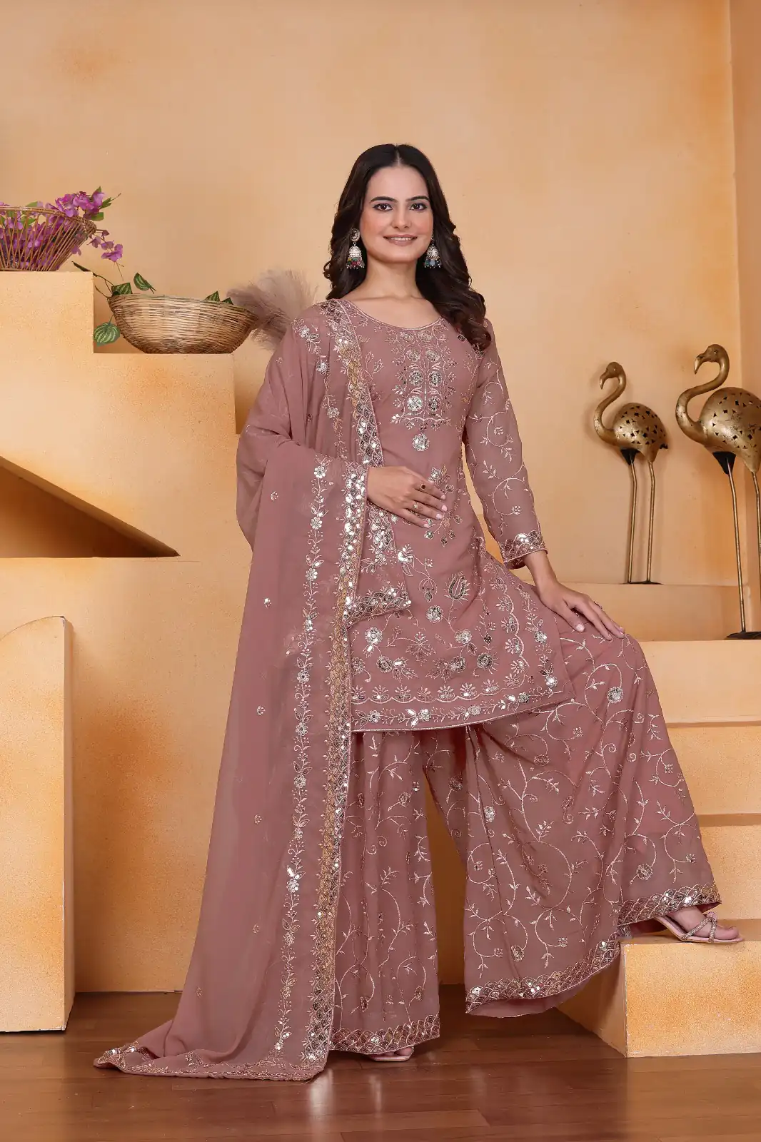 Onion Fox Georgette Embroidery Work Salwar Suit - Image 2