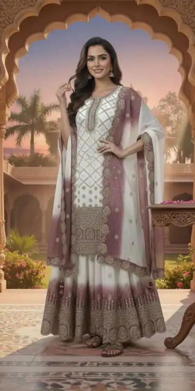 Pink Dual Star Georgette Sequence Work Salwar Suit