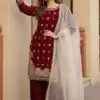 Maroon Zimmy Silk Embroider Work Salwar Suit