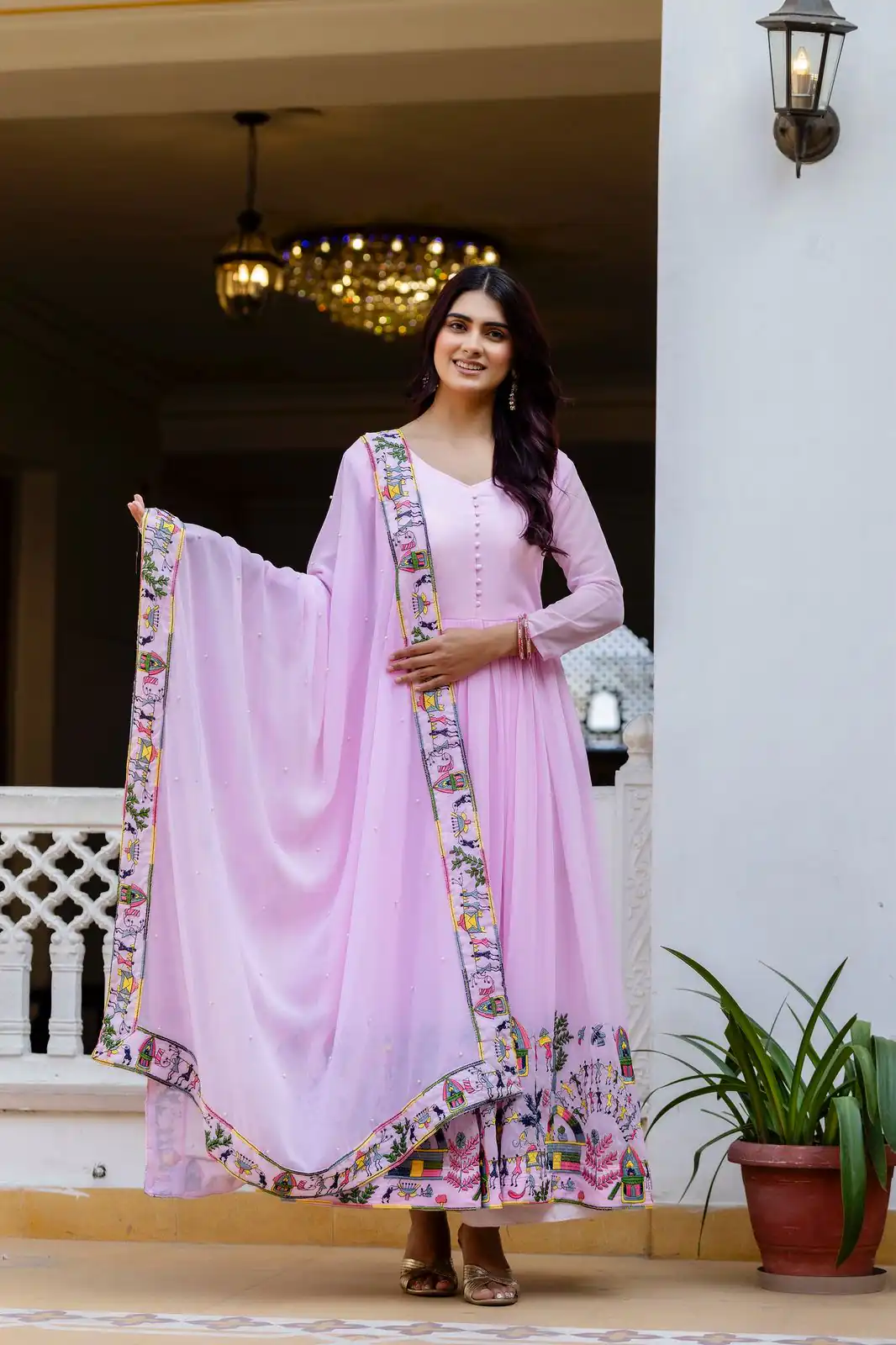 RR 41 Pink Faux Georgette Gown Perfect for Wedding, Party, Makar Sankranti, Karwa Chauth, Ethnic Day – . Now at just ₹2599. Delivery 4-6 Working D | Gowns, Bollywood Gowns, Creative Gowns, Designer Gowns, Embroidered Gowns, Party Wear Gowns