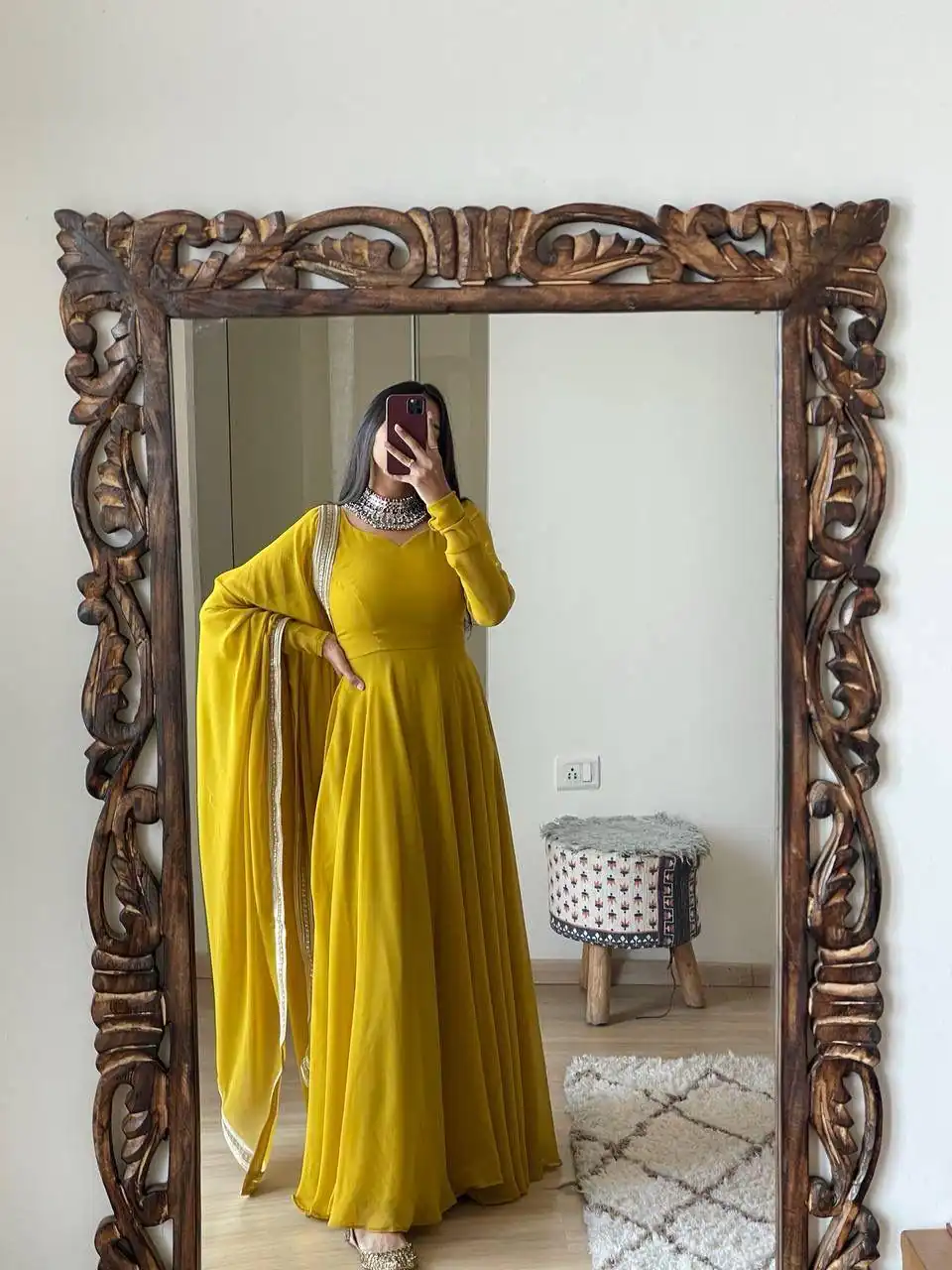 FB L226 Yellow Faux Georgette Gown Perfect for Wedding, Party, Makar Sankranti, Karwa Chauth, Ethnic Day – . Now at just ₹1799. Delivery 4-6 Working D | Gowns, Bollywood Gowns, Creative Gowns, Designer Gowns, Embroidered Gowns, Party Wear Gowns