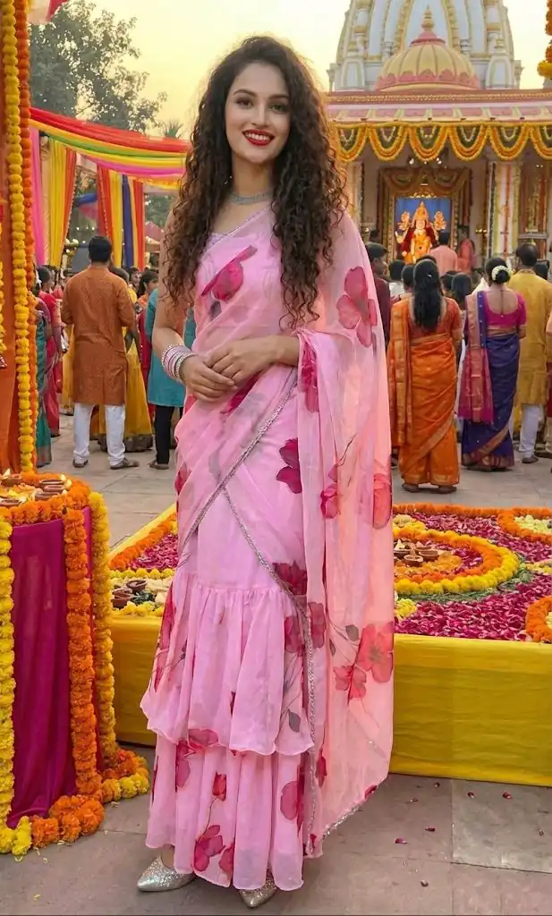 Baby Pink Premium Faux Georgette Saree BD 1805 Baby Pink with Digital Print. Now at just ₹2049. Delivery 4-6 Working Days. Shop now. | Sarees, Bollywood Sarees, Creative Sarees, Designer Sarees, Embroidered Sarees, Ethnic Saree, Modern Digital sarees, Party Wear Sarees