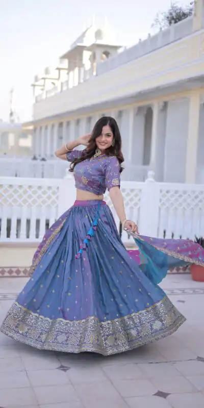 KA 5066 Blue Ysl Silk Lehenga Choli Perfect for Wedding, Party, Lohri, Pongal, Engagement – . Now at just ₹2649. Delivery 4-6 Working Days. Shop now. | Lehenga, Bollywood Lehenga, Creative Lehenga, Designer Lehenga, Embroidered Lehenga, Party Wear Lehenga