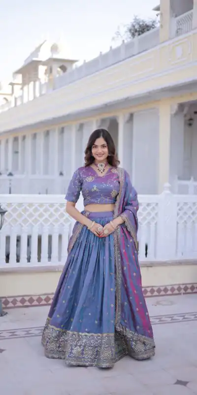 KA 5066 Blue Ysl Silk Lehenga Choli Perfect for Wedding, Party, Lohri, Pongal, Engagement – . Now at just ₹2649. Delivery 4-6 Working Days. Shop now. | Lehenga, Bollywood Lehenga, Creative Lehenga, Designer Lehenga, Embroidered Lehenga, Party Wear Lehenga