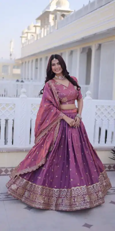 KA 5066 Purple Ysl Silk Lehenga Choli Perfect for Wedding, Party, Lohri, Pongal, Engagement – . Now at just ₹2649. Delivery 4-6 Working Days. Shop now. | Lehenga, Bollywood Lehenga, Creative Lehenga, Designer Lehenga, Embroidered Lehenga, Party Wear Lehenga