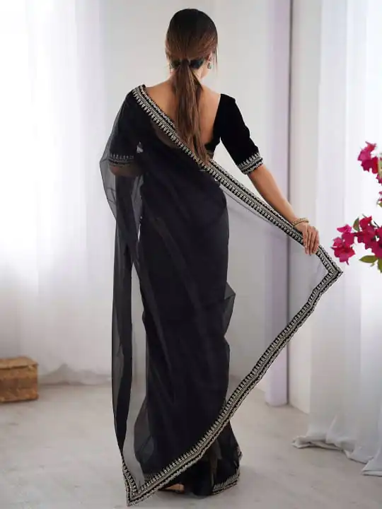 SC 1017 Black Soft Twil Net Silk Saree Perfect for Wedding, Party, Temple Visit, Reception, Sangeet – . Now at just ₹1699. Delivery 4-6 Working Days. | Sarees, Bollywood Sarees, Creative Sarees, Designer Sarees, Embroidered Sarees, Ethnic Saree, Modern Digital sarees, Party Wear Sarees
