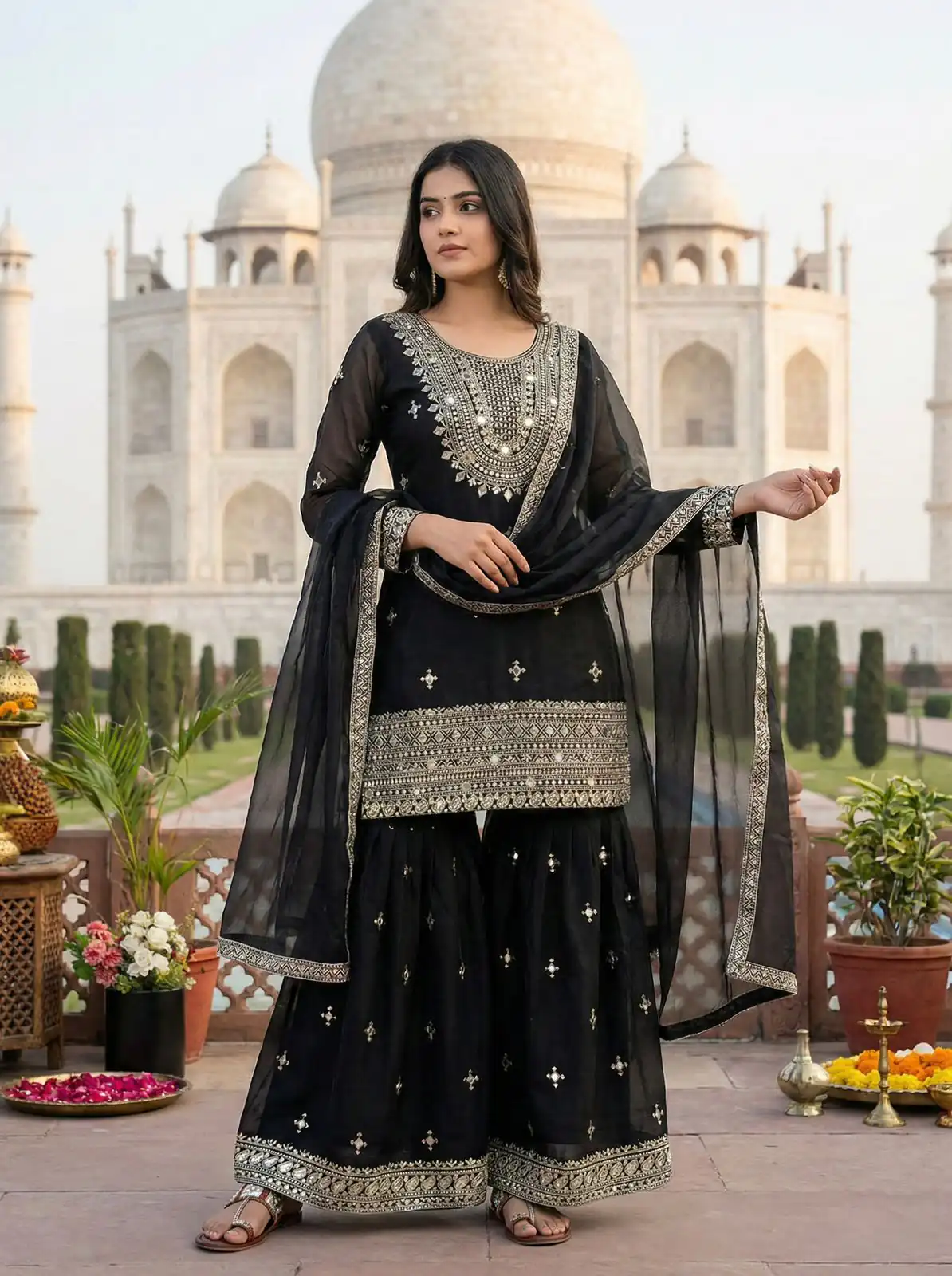 ZSR 3160 Black Zimmy Silk Salwar Suit with Embroidery Work & Mirror Work. Grab it for ₹2399. Delivery 4-6 Working Days. Shop now. | Jump Suits, Salwar suit, Casual Suits, Creative suits, Designer Suits, Palazzo Suits, Party Wear Suits, Patiala Suits, Straight Suits