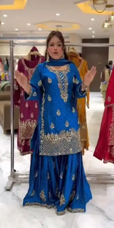 NF 1249 Blue Color Chinon Silk Salwar Suit with Embroidery Work. Online Get it for ₹2149. Delivery 4-6 Working Days. Shop now. | Jump Suits, Salwar suit, Casual Suits, Creative suits, Designer Suits, Palazzo Suits, Party Wear Suits, Patiala Suits, Straight Suits