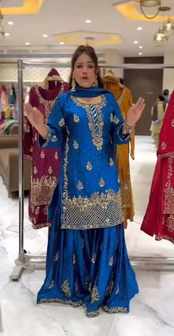 NF 1249 Blue Color Chinon Silk Salwar Suit with Embroidery Work. Online Get it for ₹2149. Delivery 4-6 Working Days. Shop now. | Jump Suits, Salwar suit, Casual Suits, Creative suits, Designer Suits, Palazzo Suits, Party Wear Suits, Patiala Suits, Straight Suits