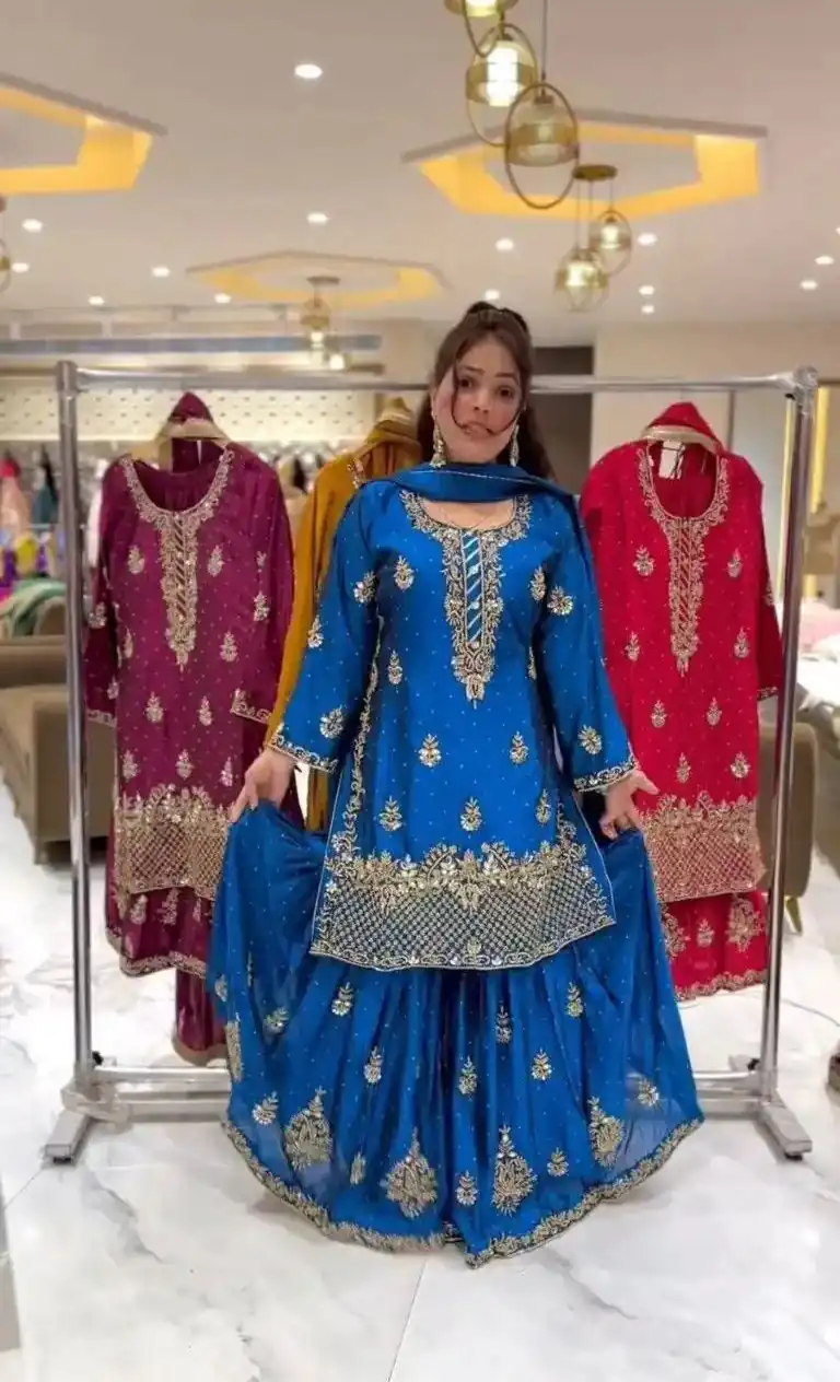 NF 1249 Blue Color Chinon Silk Salwar Suit with Embroidery Work. Online Get it for ₹2149. Delivery 4-6 Working Days. Shop now. | Jump Suits, Salwar suit, Casual Suits, Creative suits, Designer Suits, Palazzo Suits, Party Wear Suits, Patiala Suits, Straight Suits