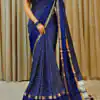 Blue Dola Silk Lace Border Sequins Work Saree