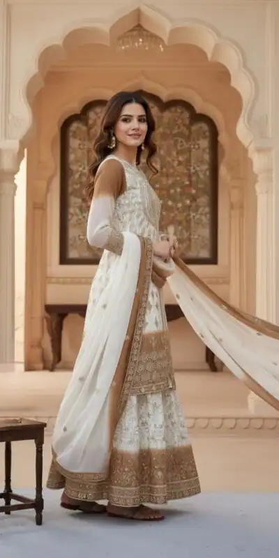 AD 224 Brown Color Dual Tone Star Georgette Salwar Suit with Embroidery Work. Affordable Price ₹2399. Delivery 4-6 Working Days. Shop now. | Jump Suits, Salwar suit, Casual Suits, Creative suits, Designer Suits, Palazzo Suits, Party Wear Suits, Patiala Suits, Straight Suits