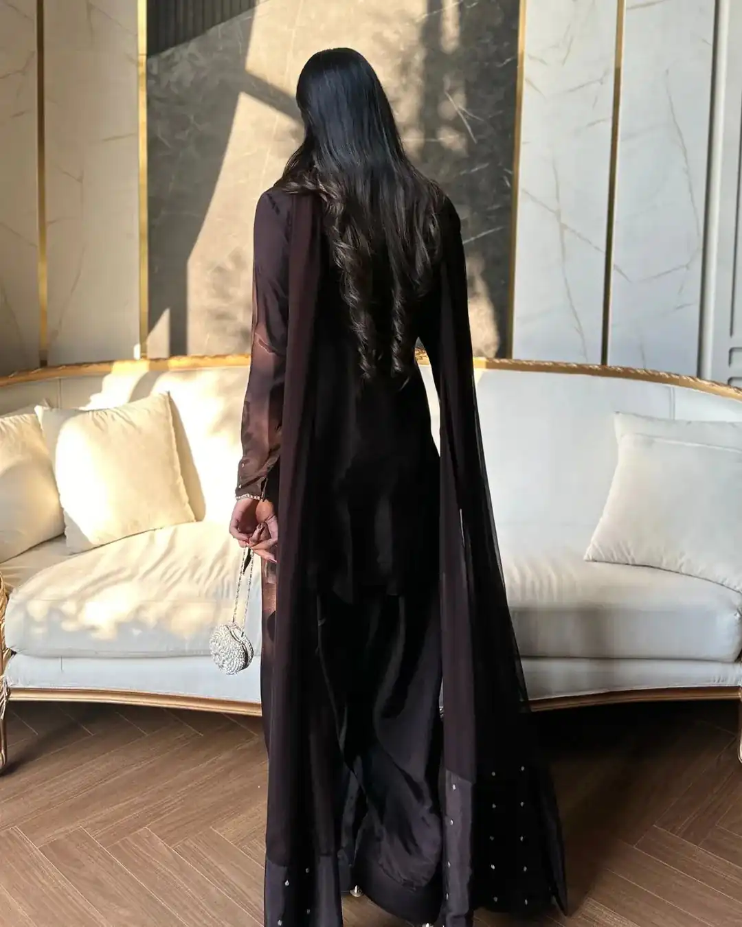 Brown Natural Crep Embroidery Work Salwar Suit - Image 7