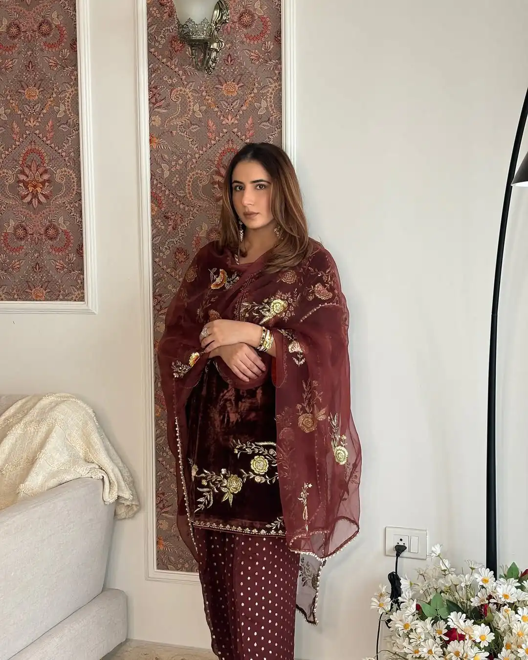 MF 488 Brown Viscose Velvet Salwar Suit. Perfect for Wedding, Party, Lohri, Makar Sankranti, Engagement – Affordable Price ₹2149. Delivery 4-6 Workin | Jump Suits, Salwar suit, Casual Suits, Creative suits, Designer Suits, Palazzo Suits, Party Wear Suits, Patiala Suits, Straight Suits