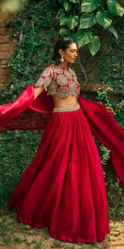 FB L373 Red Color Classic Roman Silk Lehenga Choli with Embroidery Work. Available at ₹3049 only. Delivery 4-6 Working Days. Shop now. | Lehenga, Bollywood Lehenga, Creative Lehenga, Designer Lehenga, Embroidered Lehenga, Party Wear Lehenga